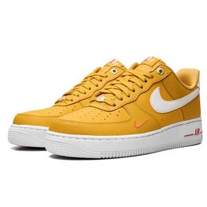Nike Yellow Low-Top Sneakers with White Swoosh - Air Force 1 Limited Edition 40